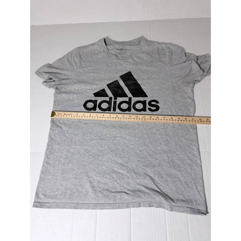 Adidas Amplifier Tee Mens Large Gray Black Logo Short Sleeve Graphic T-Shirt